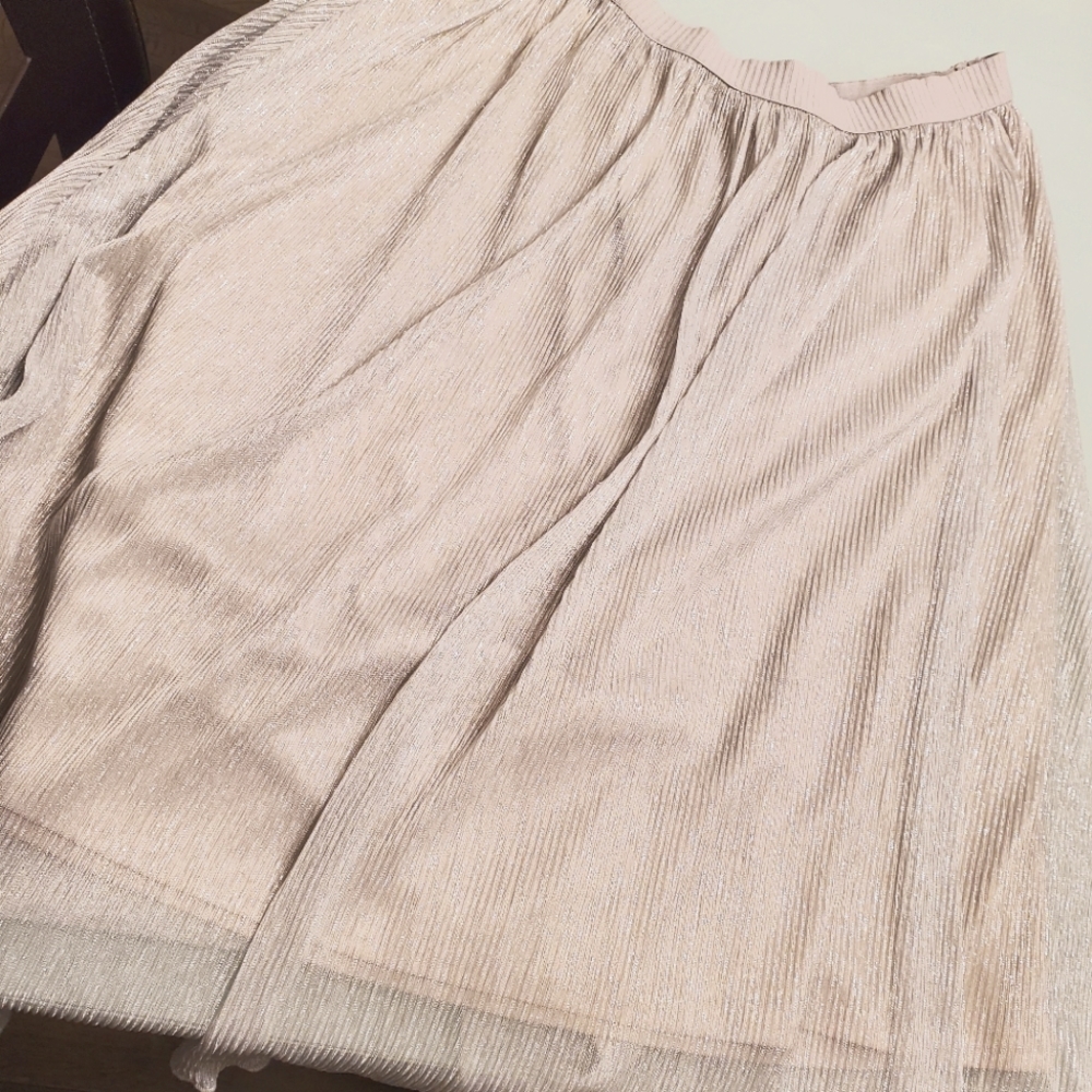 Midi length silver sparkly skirt